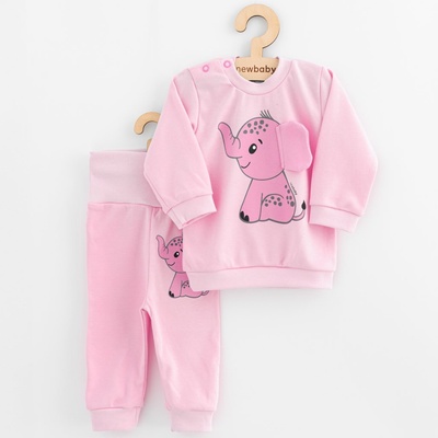 New Baby Kojenecká souprava tričko a tepláčky Happy Elephant pink – Zboží Dáma