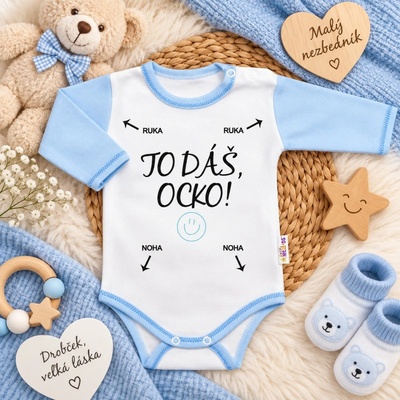 Baby Nellys Body dlhý rukáv s vtipným textom Baby Nellys TO DÁŠ OCKO kluk