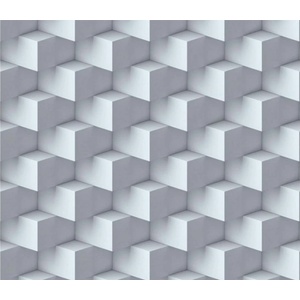 DIMEX ART Луксозна флизелинова тапета сиви 3d кубчета хоризонтално