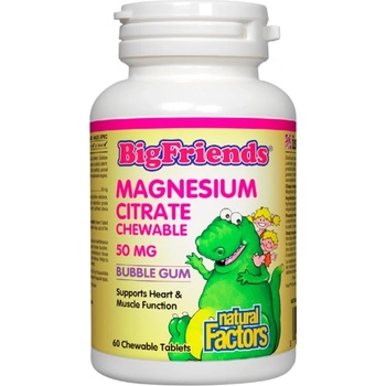 Natural Factors Magnesium Citrate Big Friends 50 mg [60 Дъвчащи таблетки] Дъвка