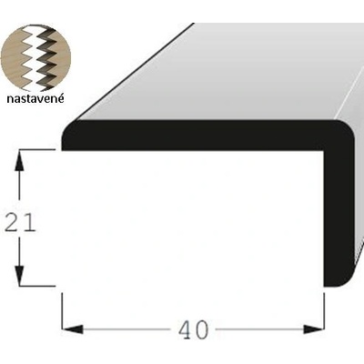 Lišta rohová vnější smrk 40x21mm, délka 150cm nastavovaná