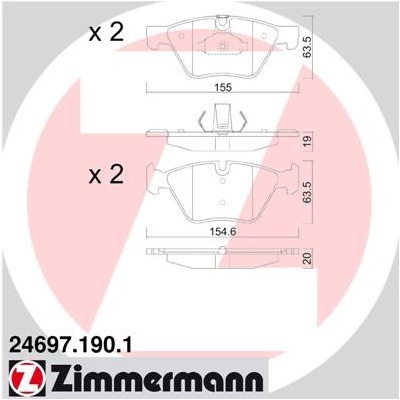 ZIMMERMANN Sada brzdových platničiek kotúčovej brzdy 246971901