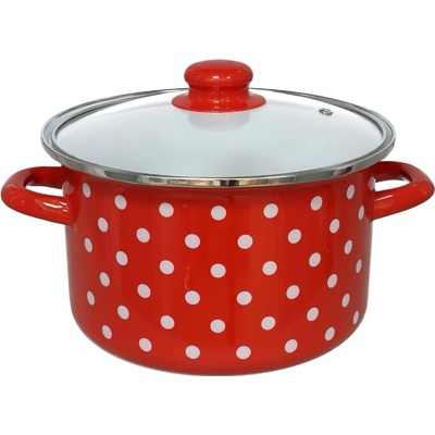 GERIMPORT hrnec s pokličkou 22 cm 3,75 l červený s bílým puntíkem