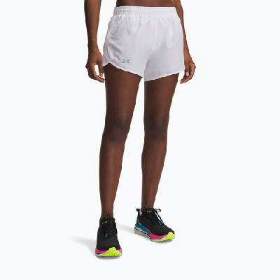 Дамски шорти за бягане Under Armour Fly By 3 white/white/black
