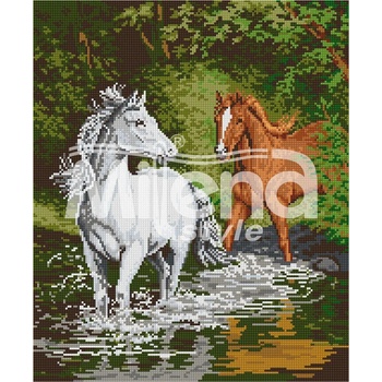 Image 1 of Milena Style Коне в реката - Печатана Aida 14 ct без конци