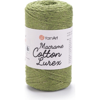 Yarn Art Macrame Cotton Lurex 741 zelená se zlatou nitkou