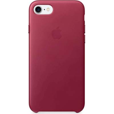 Apple iPhone Leather Case - оригинален кожен кейс (естествена кожа) за iPhone 8, iPhone 7 (светлочервен)