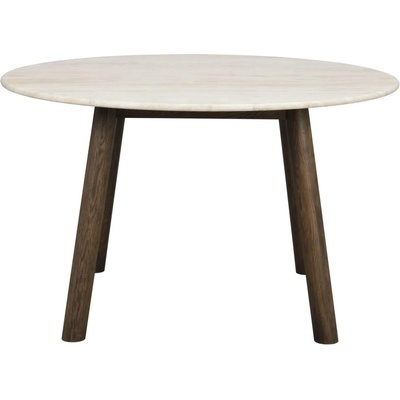 Rowico Home Kulatý jídelní stůl s deskou z travertinu TARANSAY Beige/brown 125 x 125 cm béžová hnědá 120831