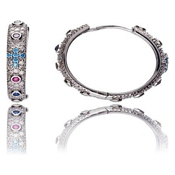 Moiss Strieborné kruhové náušnice so zirkónmi E0002976