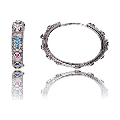 Moiss Strieborné kruhové náušnice so zirkónmi E0002976