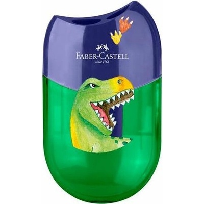 Struhadlo, displej, dvouděrové, se zásobníkem, FABER-CASTELL, dinosaurus 10ks