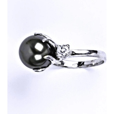 Čištín Stříbrný se Swarovski perlou dark grey T 1190