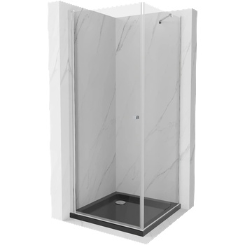 Mexen Pretoria отваряема душ кабина 70 x 70 см, прозрачна, хром + черен Flat (852-070-070-01-00-4070)