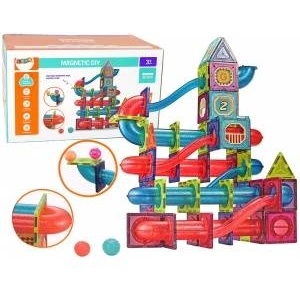 LEAN Toys Magnetic Blocks 145 Pieces 3D Slide For Balls