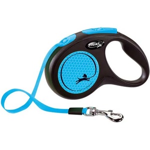 flexi NEON повод S до 15кг, 5м лента - синя
