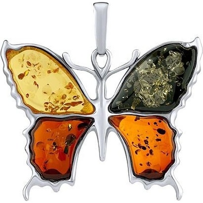 SILVEGO Prívesok motýľ zo striebra a Jantáru AAJP361