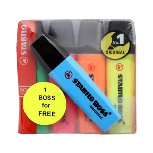 STABILO Текст маркер Boss комплект 4+1 броя