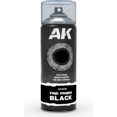 AK Interactive Fine Primer Black Spray 400ml Includes 2 nozzles