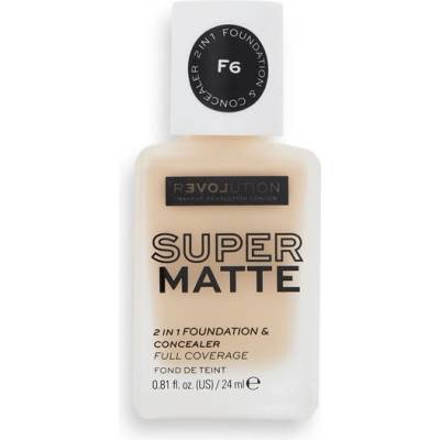Revolution Relove Super Matte 2 in 1 Foundation & Concealer tekutý a zmatňující make-up a korektor 2v1 F6 24 ml
