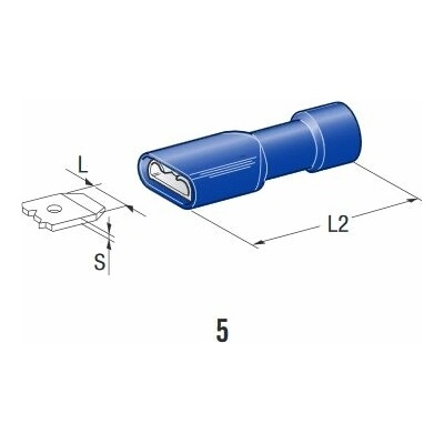 MTA Dutinka plochá celoizolovaná 6,3mm X 0,8 modrá