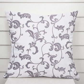 Biante bavlna Sandra SA-184 Sivé kvetované ornamenty na bielom 50 x 70 c