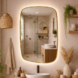 Baltica Design Baltica Design-LED Огледало с вградена подсветка STONE CALM 15W/230V 4500K 90x60 cm IP65 златно (DB0036)