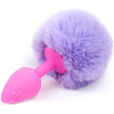 Afterdark Butt Plug with Pompon Pink/Purple Size S