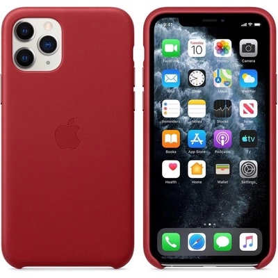 Apple iPhone Leather Case - оригинален кожен кейс (естествена кожа) за iPhone 11 Pro Max (червен)
