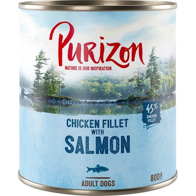 Purizon Adult bez obilovin Losos se špenátem a kokosem 6 x 800 g