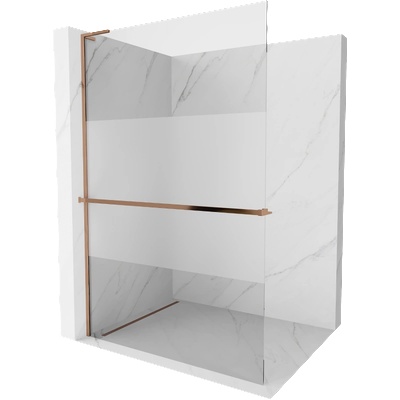 Mexen Kioto+ L стена за душ с рафт Walk-in 100 x 200 см, прозрачно/мразовито, розово злато - 800-100-123-60-35 (800-100-123-60-35)