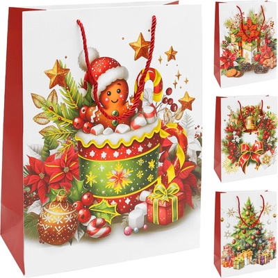 Dárková taška vánoční 99170 velikost L 31 x 12 x 40 cm (mix 4 vzorů)