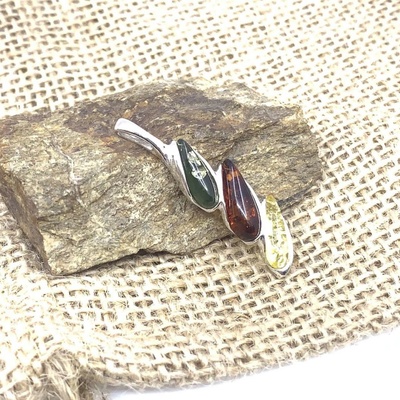 Jan Kos jewellery Stříbrný přívěsek s jantarem 12125460