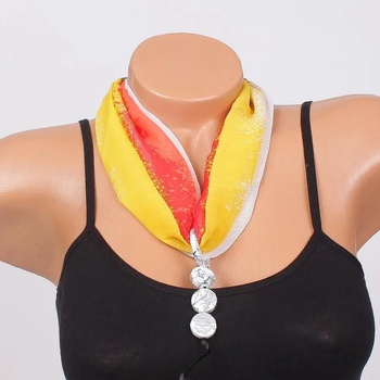 Image 1 of Фишу-колие в свежи цветове и кръгли висуки