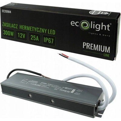 Napájecí zdroj pro LED osvětlení 12V 300W 25A IP67 hermetický prémiový Ecolight