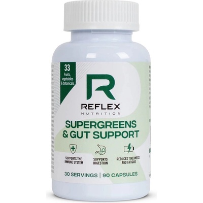 Reflex Supergreens & Gut Support Komplex na podporu zažívania 90 kapsúl