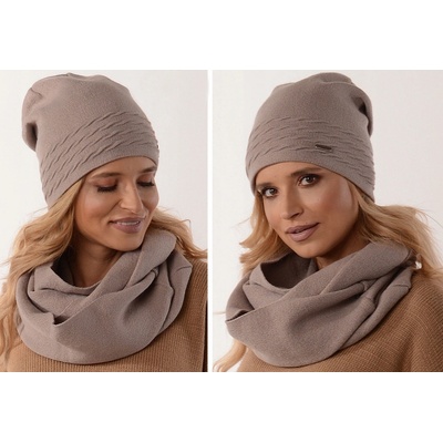 Fashionweek Capu dámský zimní set čepice šála flísová podšívka ZIZI32/K1 ccino