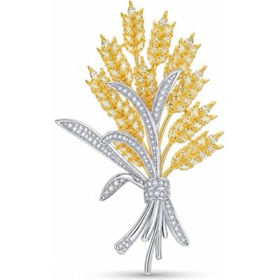Éternelle Luxusní brož Swarovski Elements Kytice zlatých klasů B8201-XR16531 Žlutá