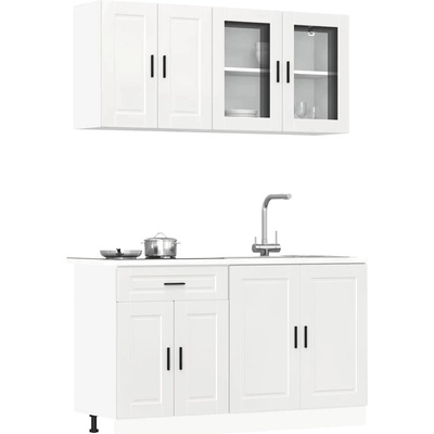 vidaXL Комплект кухненски шкафове от 4 части "Porto", бяло гланцово инженерно дърво (3314873)