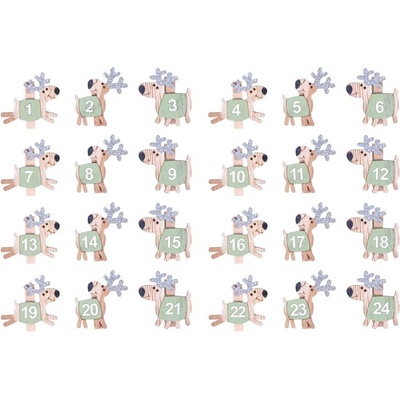 MFP 8886459 Kolíčky Adventní kalendář sob dřevo 24ks