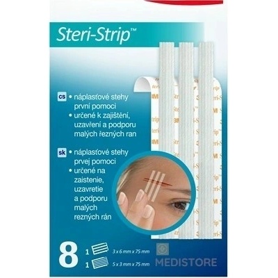 3M SPOFAPLAST č.801 Steri-Strip náplasťové stehy, 2 veľkosti 8 ks