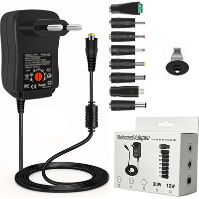 30W Univerzální napájecí adaptér nabíječka nastavitelný 3-12V síťový USB 8 koncovek – Zbozi.Blesk.cz