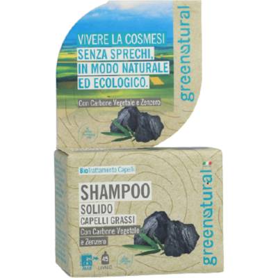greenatural Tuhý šampón s aktívnym uhlím a zázvorom 55 g
