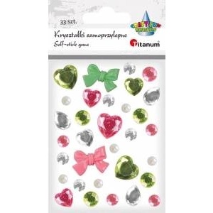 TITANUM Self-adhesive crystals green pink mix 33pcs