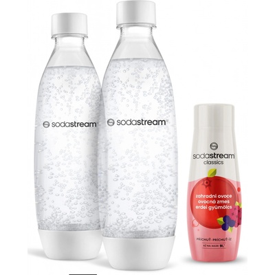 SodaStream Fuse 2x1l White + príchuť Záhradné ovocie 440ml