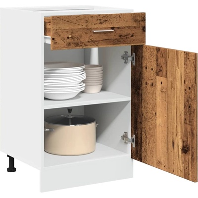 vidaXL Шкаф с чекмеджета "Lyon", старо дърво, 50x46x81, 5 см, инженерно дърво (856086)