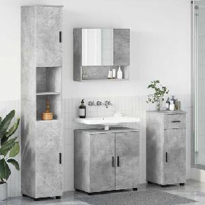 vidaXL Комплект мебели за баня 4 бр. Циментено сиво 61 x 35 x 64 см (3392976)