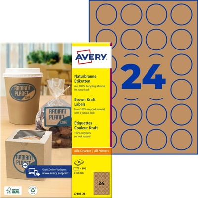 Avery Zweckform L7105-25 Kraftové 40 mm 600 ks hnědé