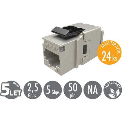 Solarix MULTIPACK 24 ks - rychlozařezávací keystone CAT6 STP RJ45 černý SXKJ-6-STP-BK-NA