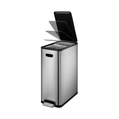 EKO-Europe EKO Кош за разделно събиране на отпадъци с педал ECOSLIM - 2 х 20 литра - мат (EKO 937640 - Matt s/s)