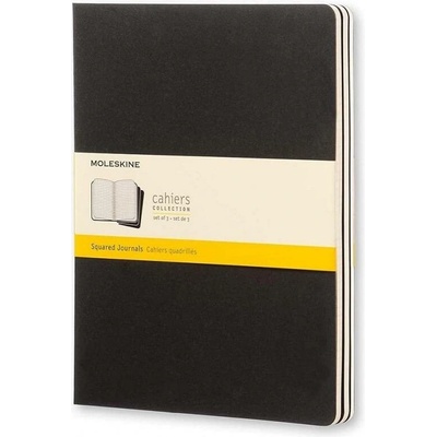 Moleskine: Sešity 3 ks čtverečkované černé XL
